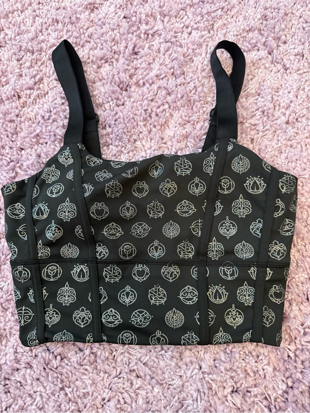 Crowned Athletics Princess Icons Black Sports Bra